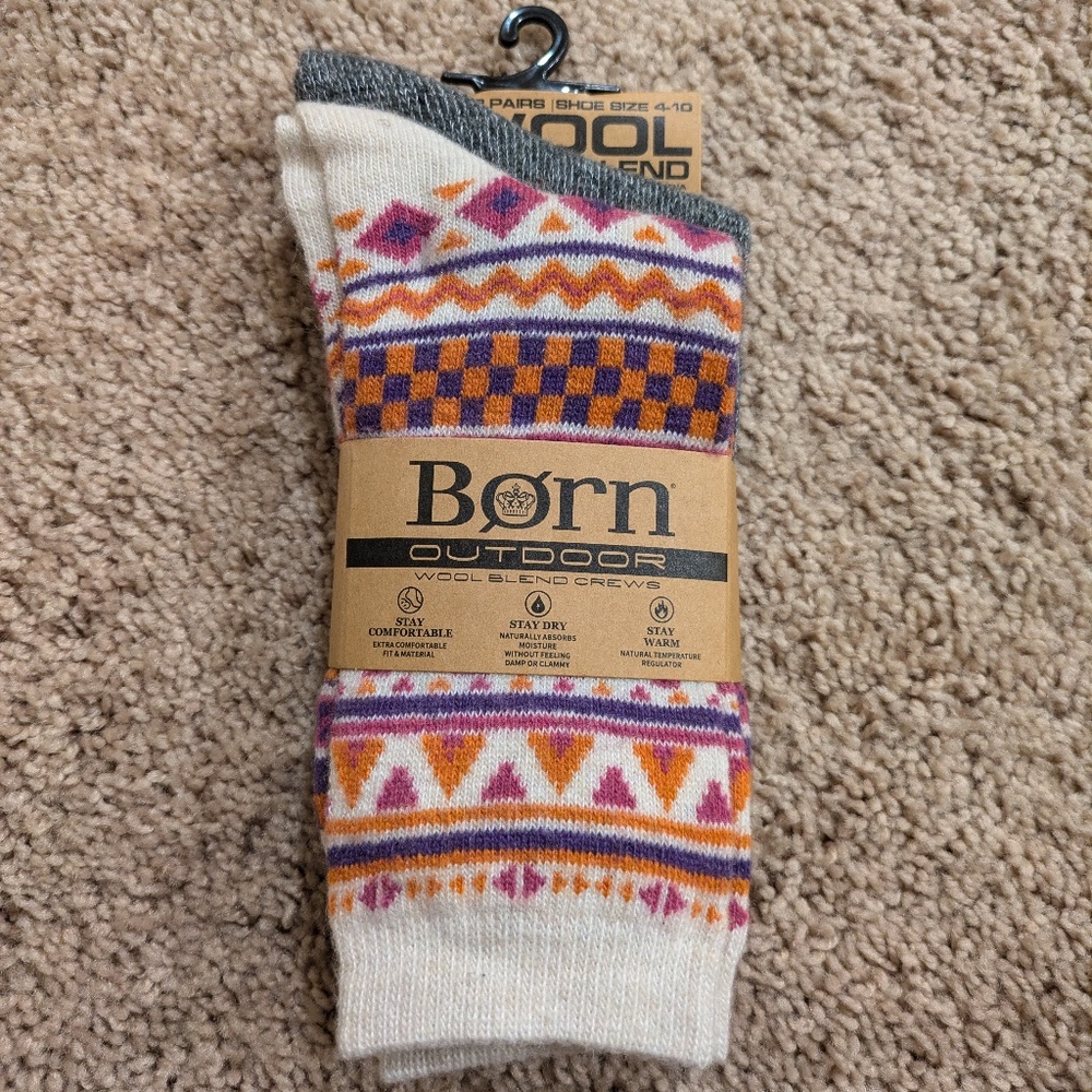 BORN Outdoor Wool Blend Crew Socks